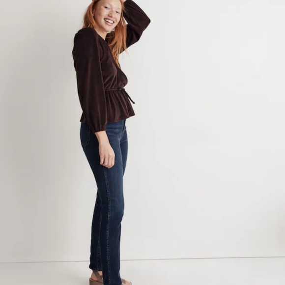 Corduroy Tie-Front Faux-Wrap Top Spiced Raisin Size XS NWOT - Picture 2 of 4